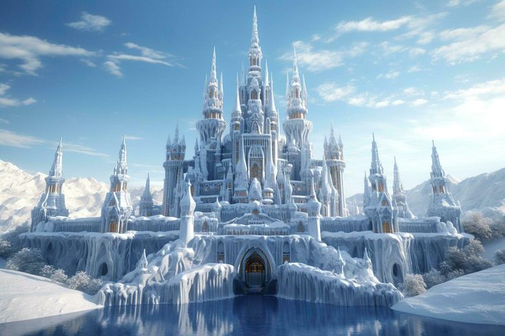 an ice castle is shown in the snow