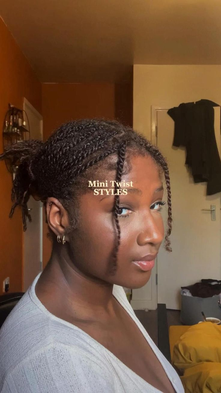 Mini Twists Hairstyles ✨- #Hairstyles #Mini #Twists Check more at https://howcandothis.com/hairstyleideas/mini-twists-hairstyles-%e2%9c%a8/ Twist Bangs Hairstyle, Mini Twists Hairstyles, Twist Bangs, Short Twists Natural Hair, We Need A Break, Mini Twists Natural Hair, Short Hair Twist Styles, Doing My Hair, Cornrows Natural Hair