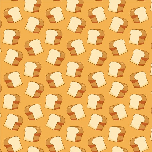 an orange and white pattern with slices of bread on it