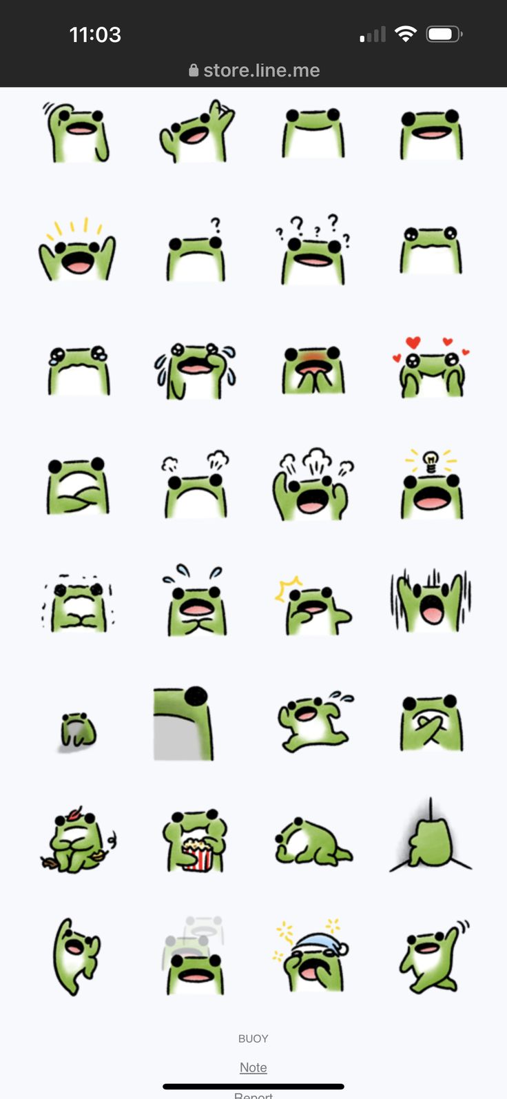 the green frog stickers are all different shapes and sizes