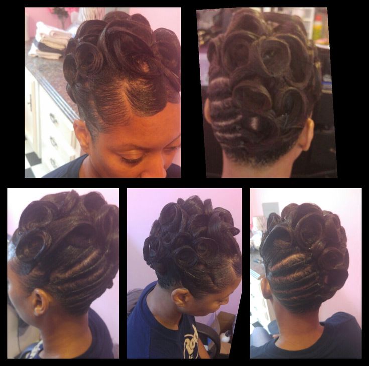 Girl Updo, Black Women Updo Hairstyles, Black Hair Bun, Finger Waves Short Hair, Surprise 50th, Black Hair Updo Hairstyles, 90s Hair, House Pics, Bridal Hair Buns