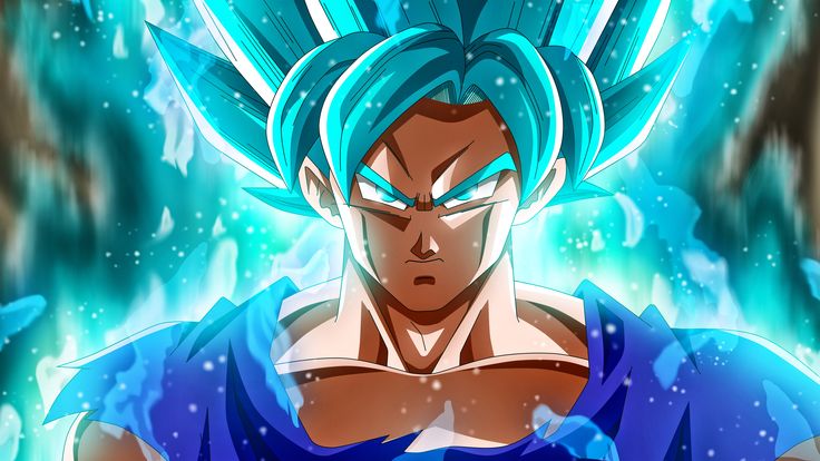 the dragon ball fighter is in front of a blue background, with his eyes closed