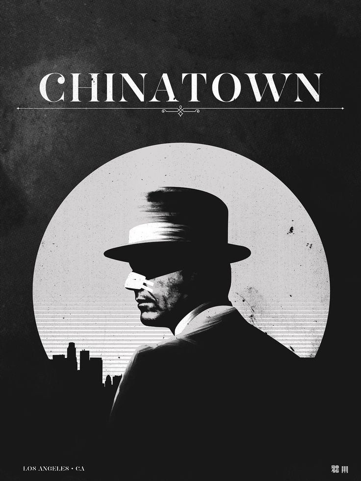 a black and white photo of a man in a hat with the words chinatown on it