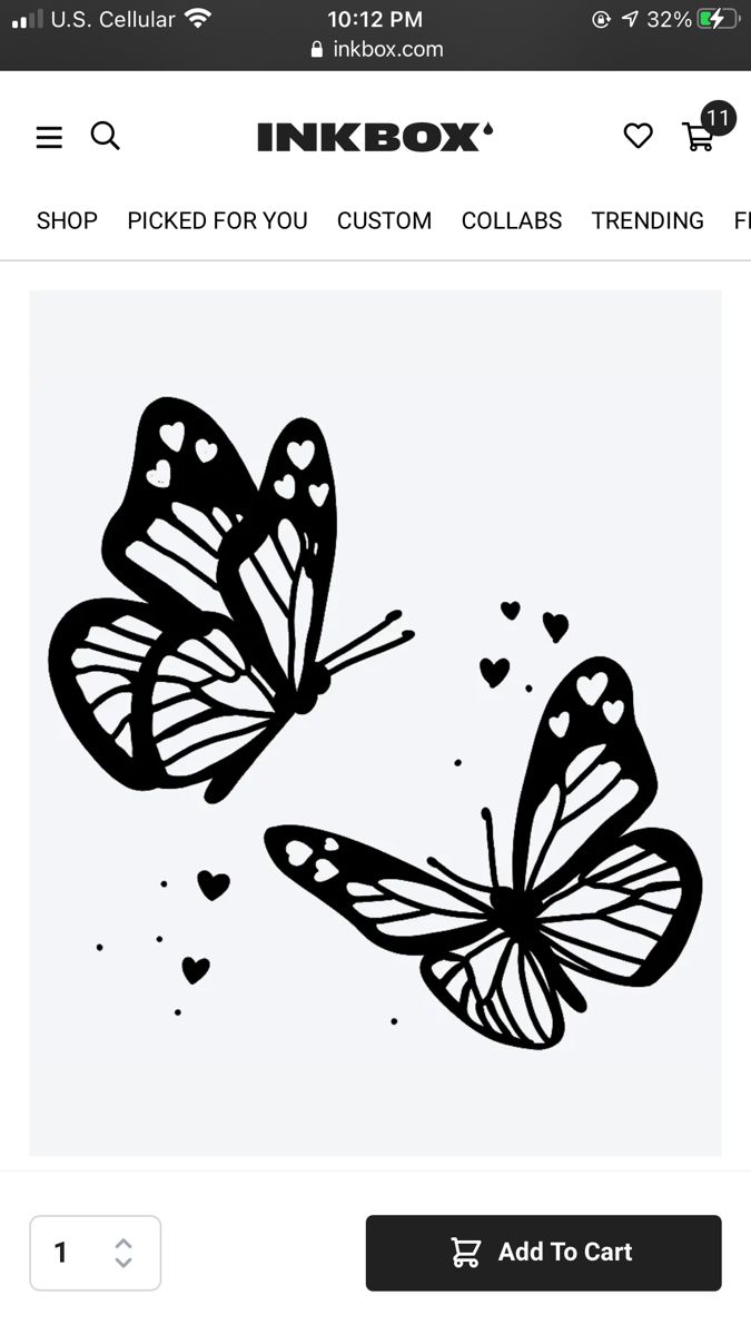 an image of two butterflies flying in the air with hearts on it's wings