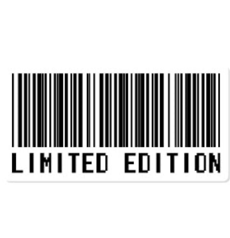 a barcode sticker with the words,'limited edition'in black and white