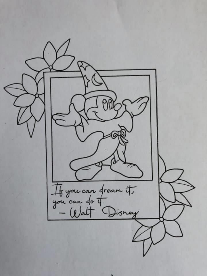 a drawing of a cartoon character in a frame with the words if you can dream it, you can do it walt