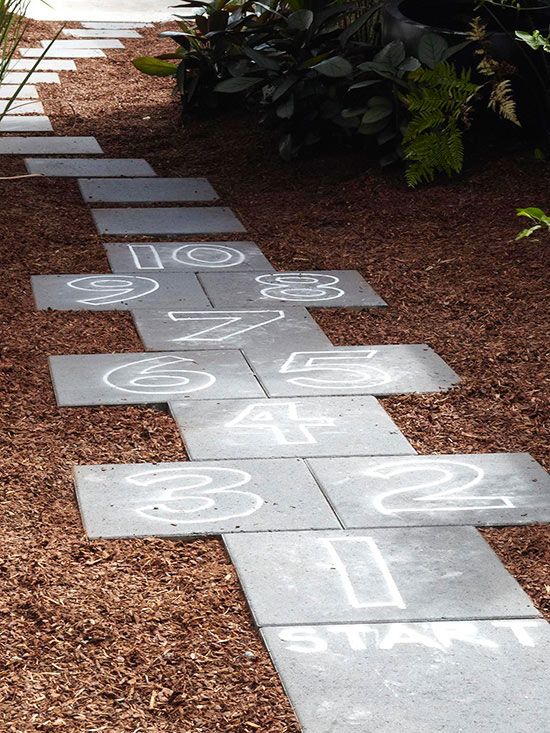 a sidewalk with numbers painted on it