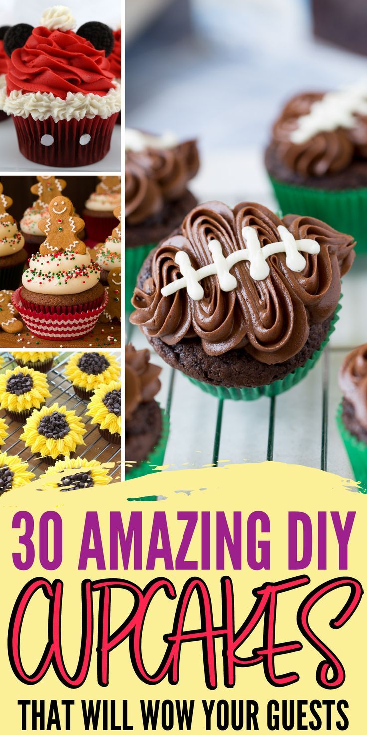 some cupcakes that have been decorated with chocolate frosting and are sitting on a table