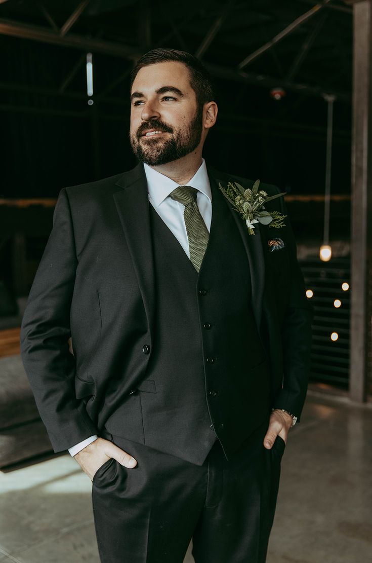 a man in a suit and tie standing