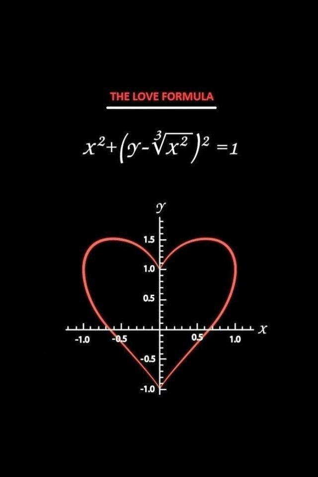 the love formula is written on a black background with a red heart in front of it