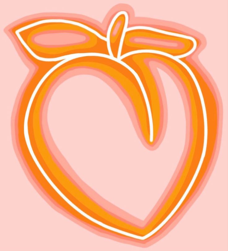 an orange shaped like a heart on a pink background