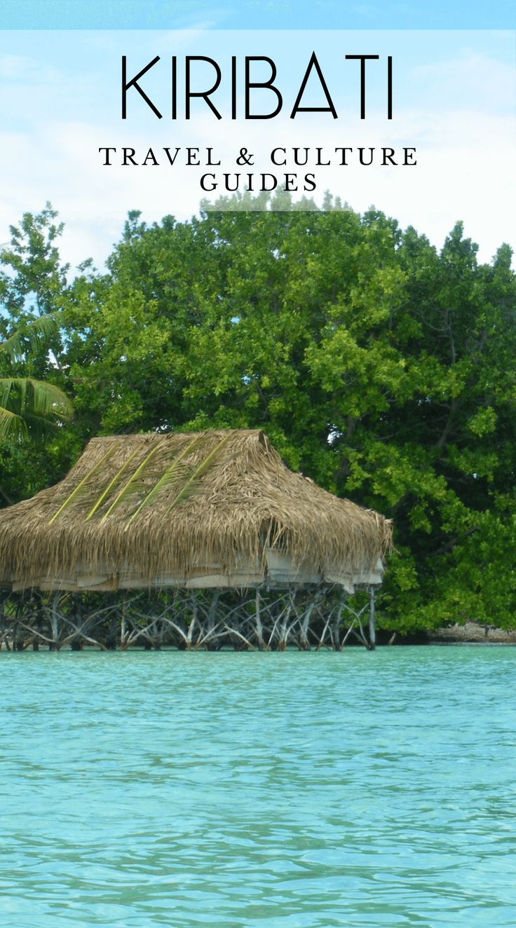 the cover of kiribati's travel and culture guides, with trees in the background