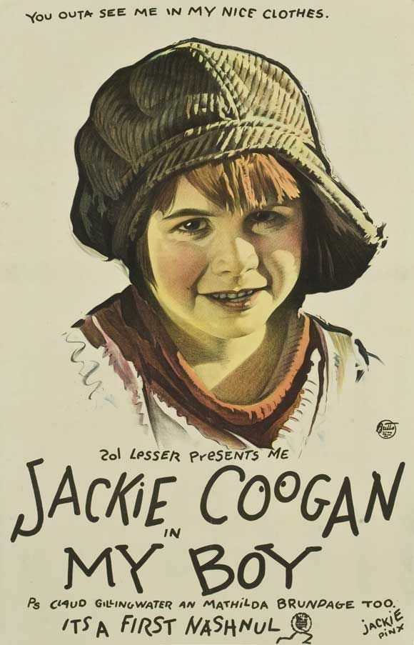 an old movie poster with a child wearing a hat