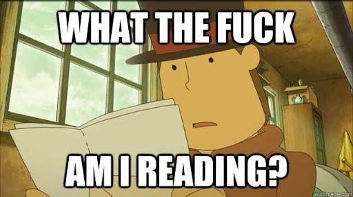 a cartoon character reading a book with the caption what the fock am i reading?