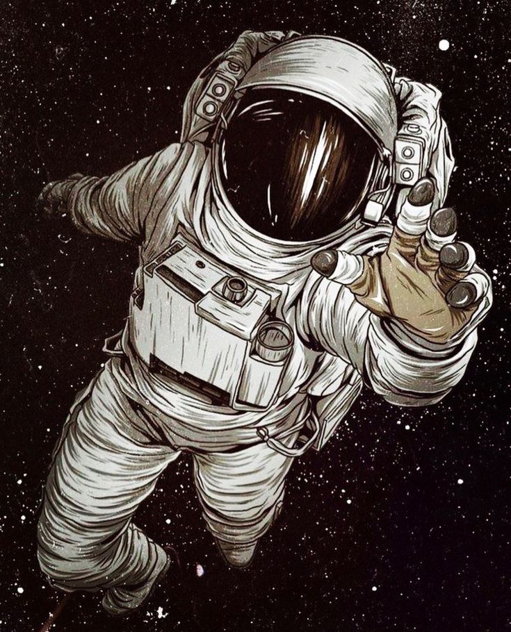 an astronaut floating in space with his hand up to his face and holding a camera