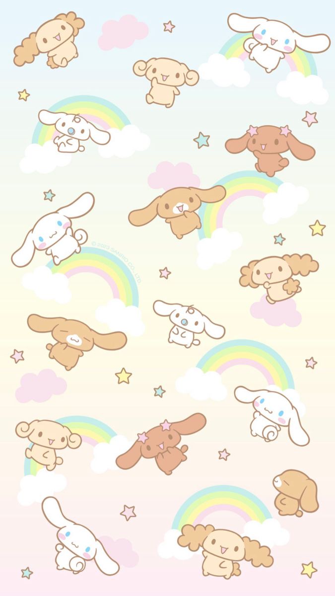 the cartoon bears are flying in the sky with rainbows and clouds behind them, as well as stars