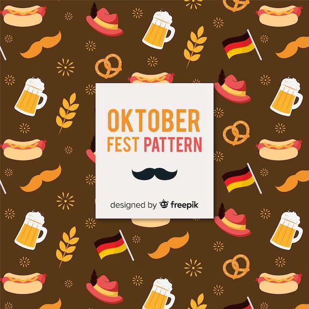 oktober fest pattern with beer and pretzels