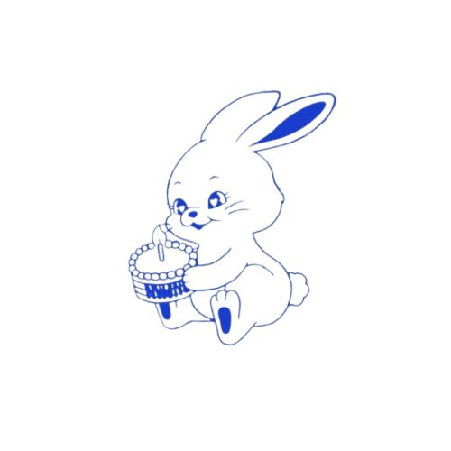 a drawing of a bunny holding a basket