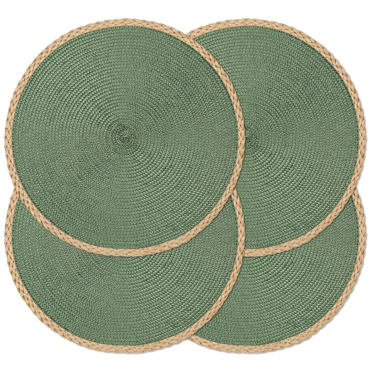 three round placemats with rope on top