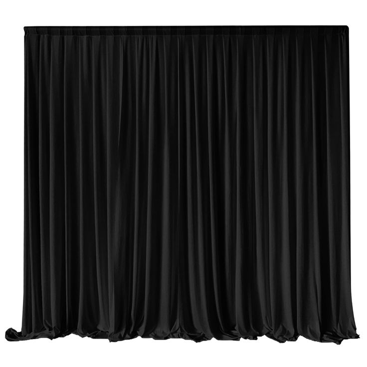 a black backdrop with pleated fabric on the top and bottom half, ready to be used