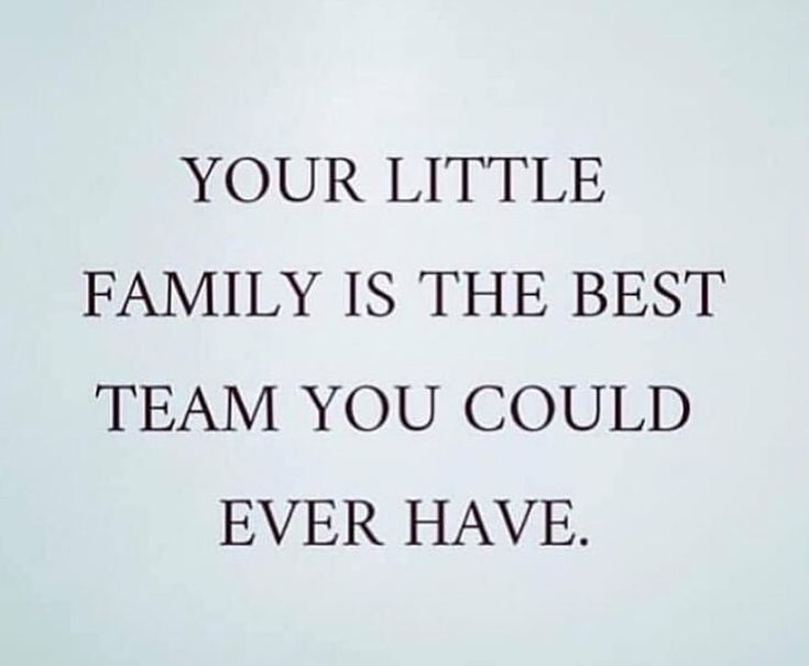 a quote that reads, your little family is the best team you could ever have