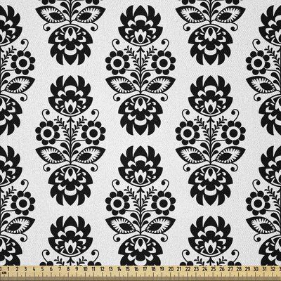 seamless black and white floral pattern on a white background, suitable for wallpaper