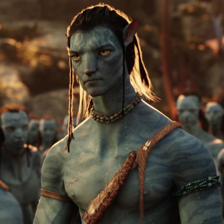 an avatar from the movie avatars is standing in front of many other avatars