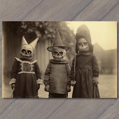 two little kids dressed up as skeletons with hats and scarves, standing next to each other