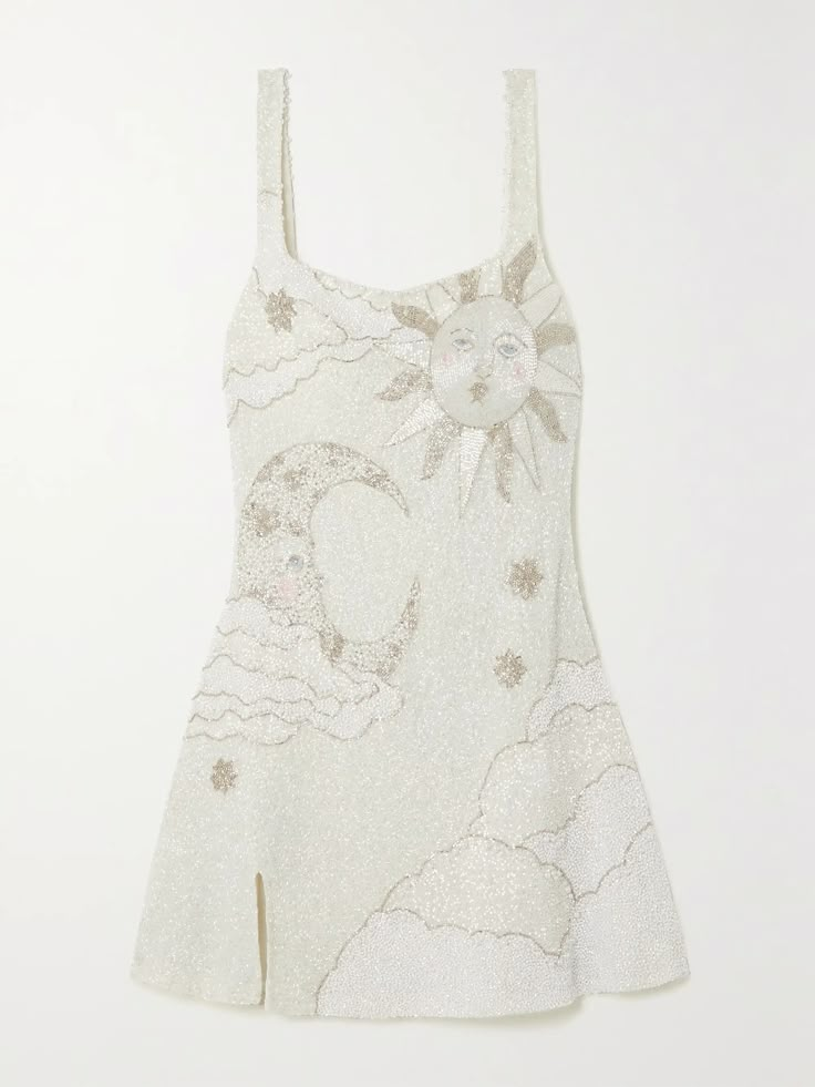 Shop CLIO PEPPIATT Lucina embellished stretch-mesh mini dress, Explore the latest CLIO PEPPIATT women's collection today on NET A PORTER Fully Beaded Dress, Wedding Week Outfits Brides, Metal Dresses, Clio Peppiatt, Beaded Mini Dress, Swarovski Beads, Looks Party, Moon And Sun, Mini Robes