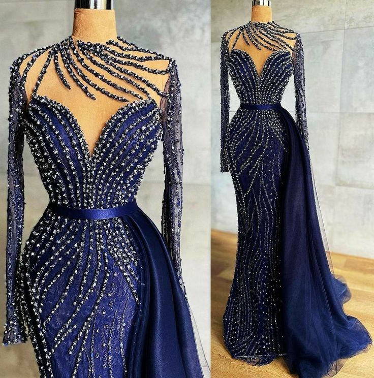 High Neck Evening Dress, Reception Gowns, Africa Wedding, Beaded Mermaid, Elegante Y Chic, Detachable Train, Braut Make-up, Blue Mermaid, فستان سهرة