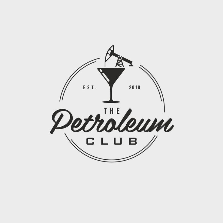 the petroleum club logo with a martini glass in it's center and an arrow pointing up