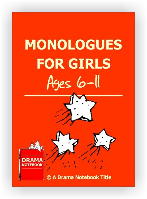 the book cover for monologues for girls ages 6 - 8, with three stars on