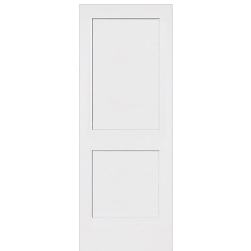 2-Panel Shaker White Primed Solid Core Wood Single Door Single Panel Shaker Doors Interior, Single Panel Shaker Door, Shaker Doors Interior, 2 Panel Shaker Interior Door, Shaker Interior Doors, Rail Door, Shaker Interior, Farmhouse Craftsman, Interior Door Styles