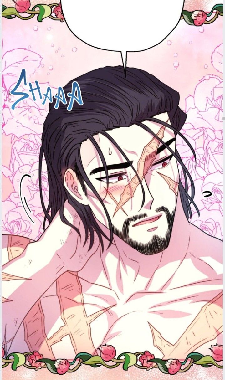 a drawing of a man with long hair and no shirt on sitting in front of a pink background