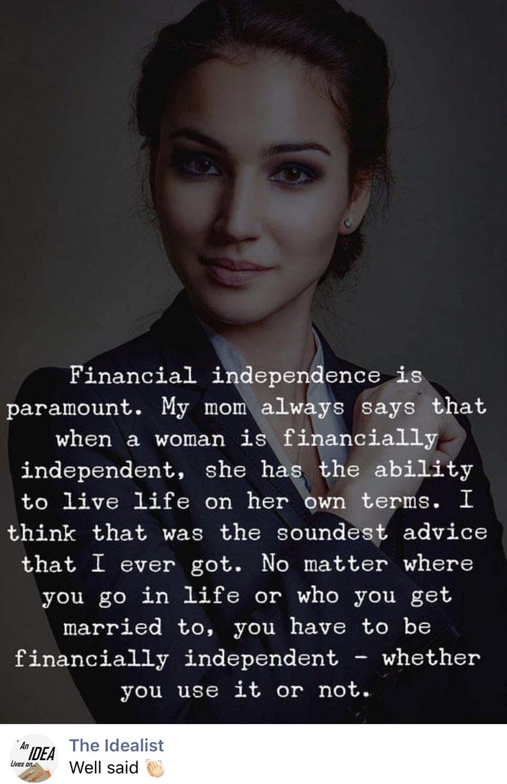 a woman with her hand on her shoulder and the words financial independence is that