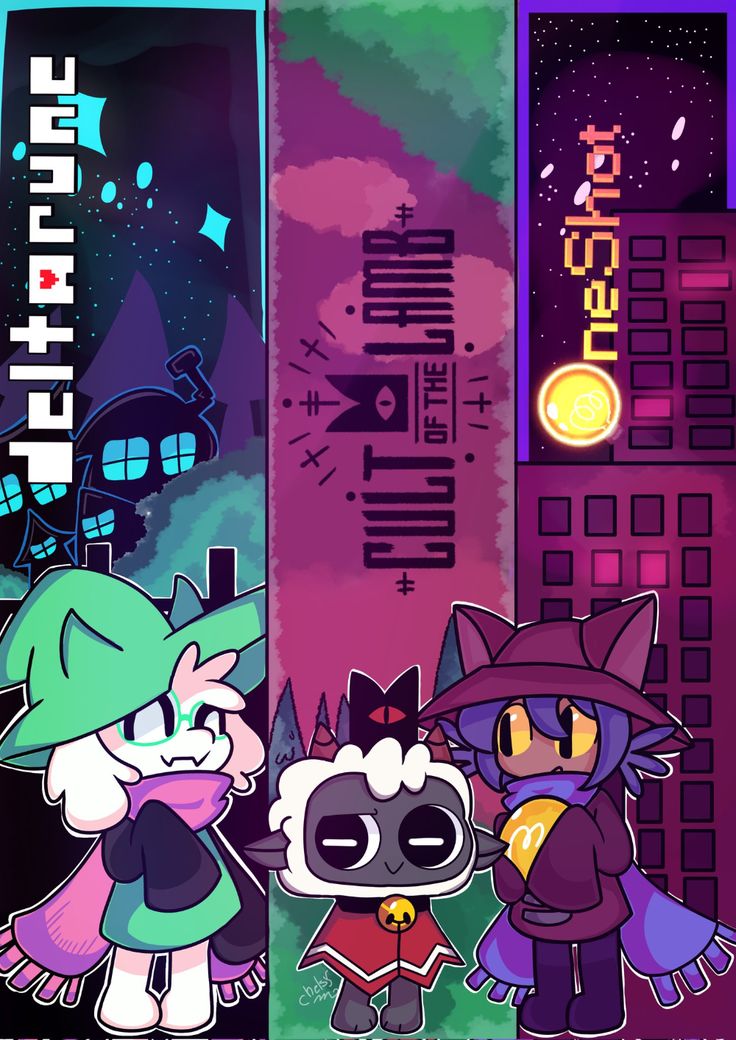 two cartoon characters standing next to each other in front of a cityscape with neon lights