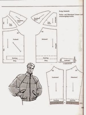 an image of a woman's jacket pattern from the sewing book, with instructions to sew