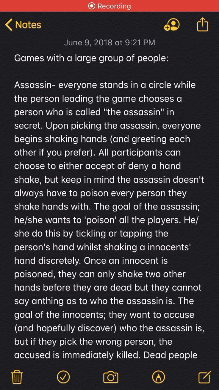 a text message that reads, games with large group of peopleassan everyone stands in a circle while the person who doesn't know what to do