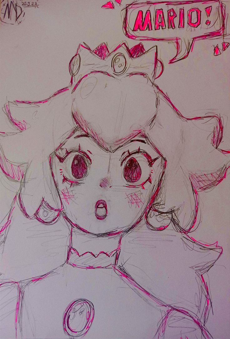 a drawing of a girl with big eyes and a tiara on her head is shown