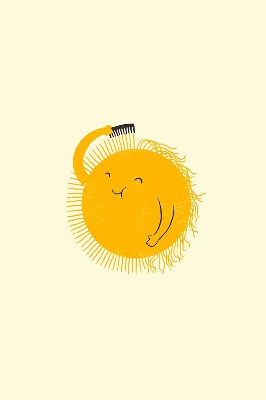 an illustration of a sun with its eyes closed and hair in the shape of a face