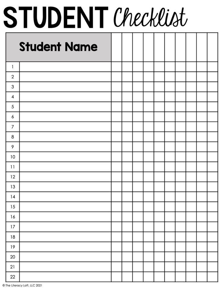 the student checklist is shown in black and white with an image of numbers on it