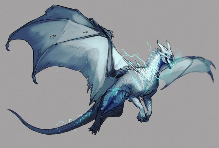 a blue and white dragon flying through the air