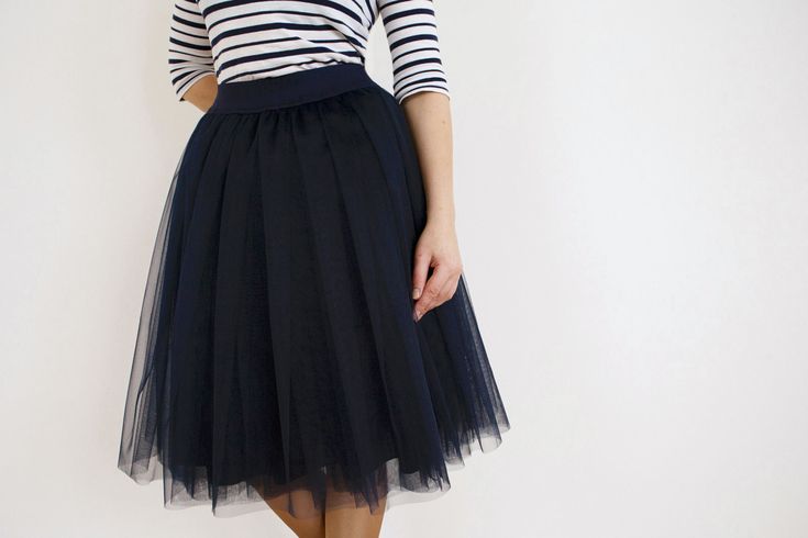 "Beautiful tulle skirt from soft tulle for special occasion. All skirts are made from 4-6 layers of tulle, soft lining and elastic waistband for perfect fit and comfort. Each item are handmade and excelent quality. The model is 5.5ft (166 cm) tall and wears 24\" (61 cm) skirt length (4 layers). The length of the skirt depends on how tall you are - if you are 5.7ft tall, chose 26\" length. Usually tulle skirt sewing takes about 1 week. Shipping to US - 10 till 14 days, to UK - 5 till 7 days. If y Elegant Tiered Tulle Skirt Fabric For Spring, Elegant Pleated Full Tulle Skirt, Elegant Flowy Lined Tulle Skirt, Elegant Summer Tulle Skirt, Chic Tulle Petticoat, Elegant Summer Tulle Skirt Fabric, Knee-length Tulle Party Skirt, Knee-length Tulle Skirt For Party, Elegant Lined Tulle Skirt