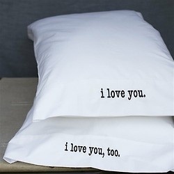 two pillows that say i love you and i love you too on top of each other