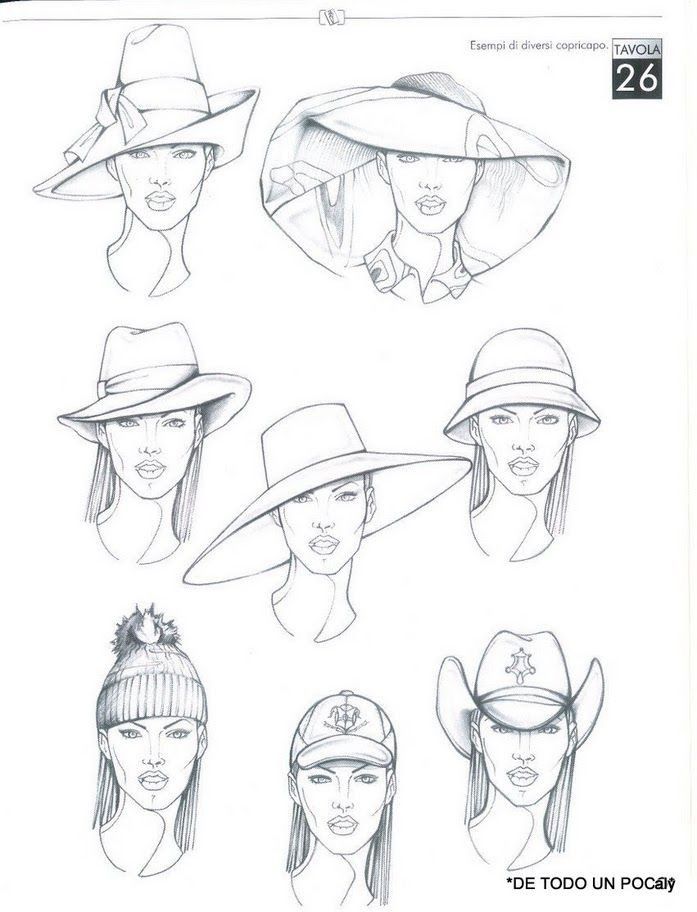 several different hats are shown in this drawing