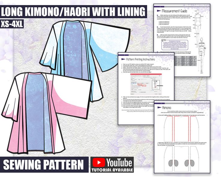 the sewing pattern for this kimono is easy to sew