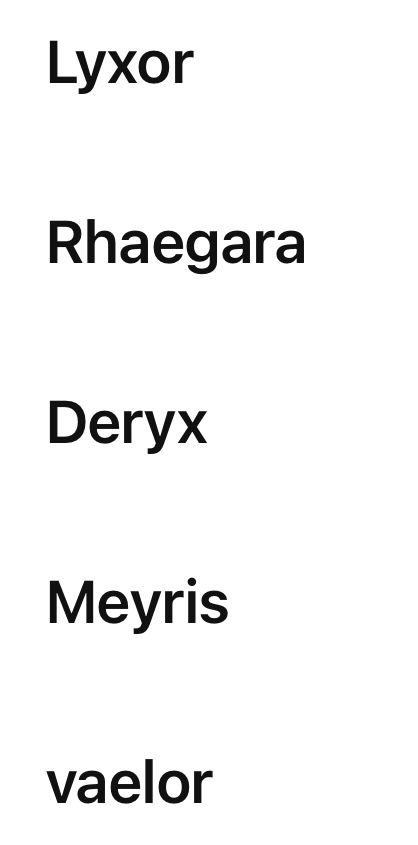 three different types of words in black and white with the word lycor rhaegara deyrx meyris valor