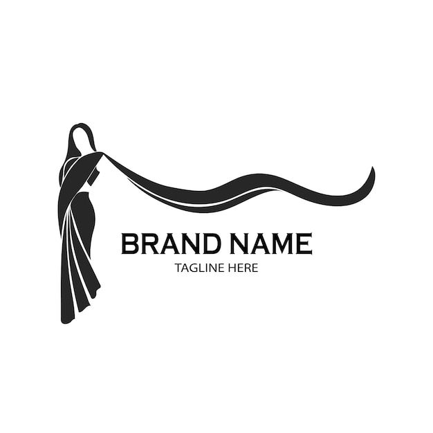 a logo with a woman's dress on it and the word brand name in black