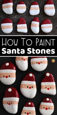 how to paint santa stones for christmas