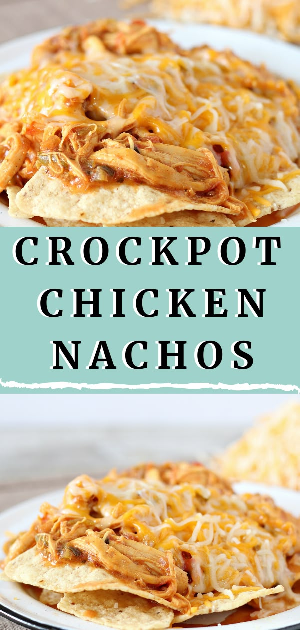 crockpot chicken nachos on a white plate